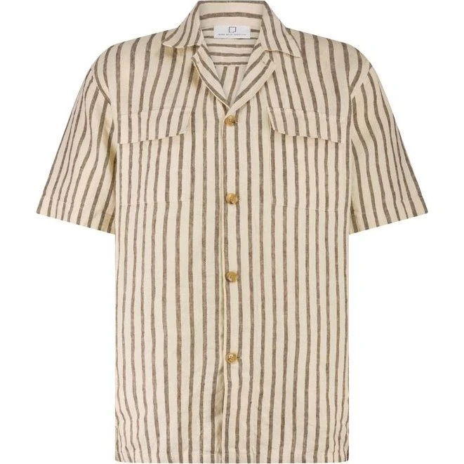 Born With Appetite Crew Shirt SS - Stribet hørskjorte