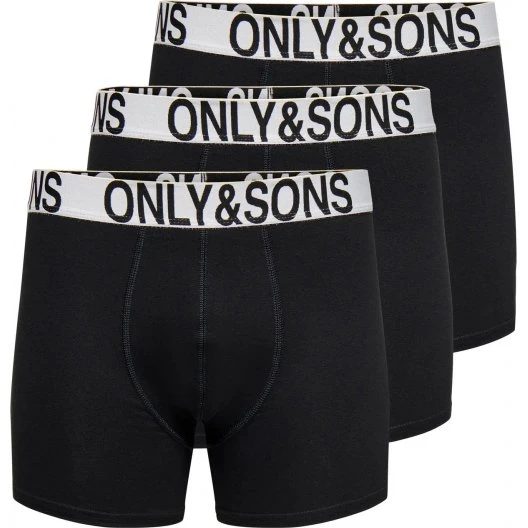 ONLY & SONS 3-pak bomuldsunderbukser til herre - Sort & Hvid