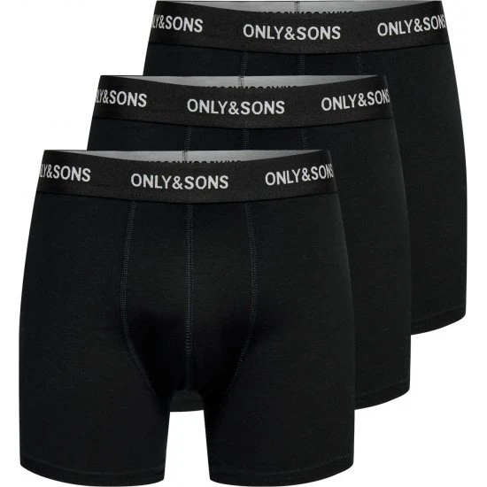 ONLY & SONS 3-pak bomuldsunderbukser i sort til herre