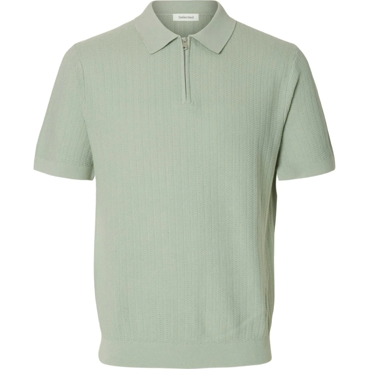 SELECTED SLHCran Strikket Polo i Mint med Halv Lynlås