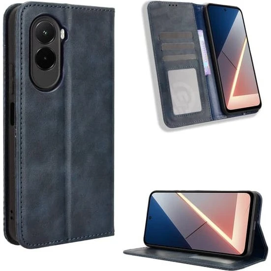 Xiaomi Poco M7 4G læderetui med pung - Blå