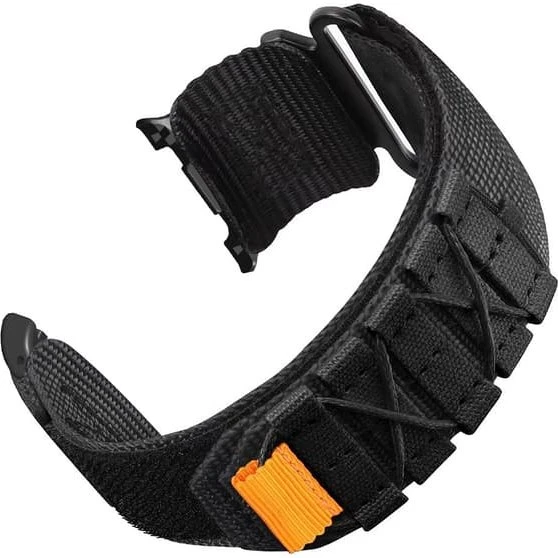 Samsung Galaxy Watch8 Nylonrem - Militærstil Magic Tape - Sort
