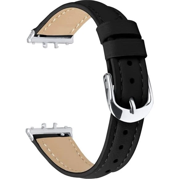Samsung Galaxy Fit3 læderrem med sølvspænde - Sort