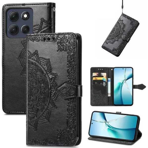 Mandala læderetui til Motorola Moto G86 - Sort