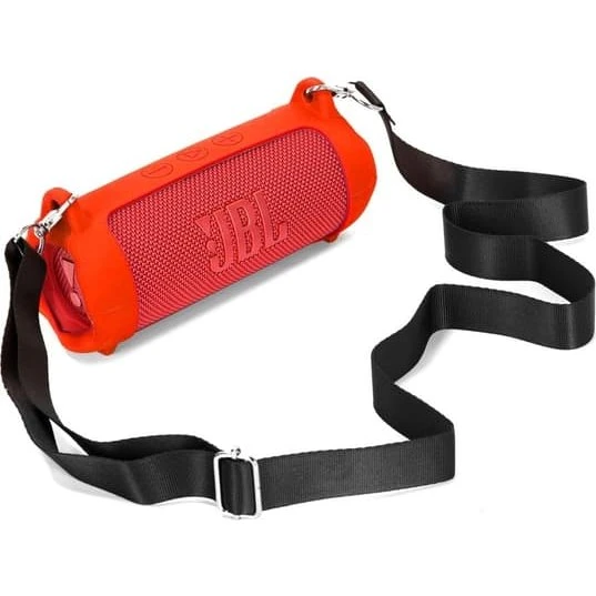 JBL Flip 7 Silikoneetui med skulderrem og karabinhage - Rød