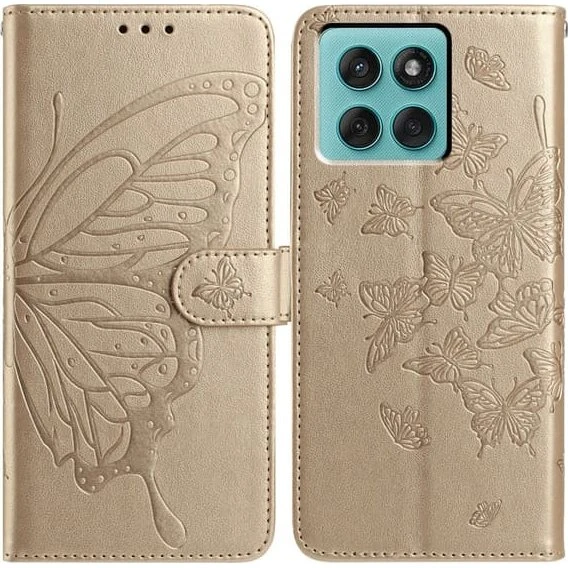 Motorola Edge 60 Fusion 5G Etui med Sommerfuglemotiv - Guld