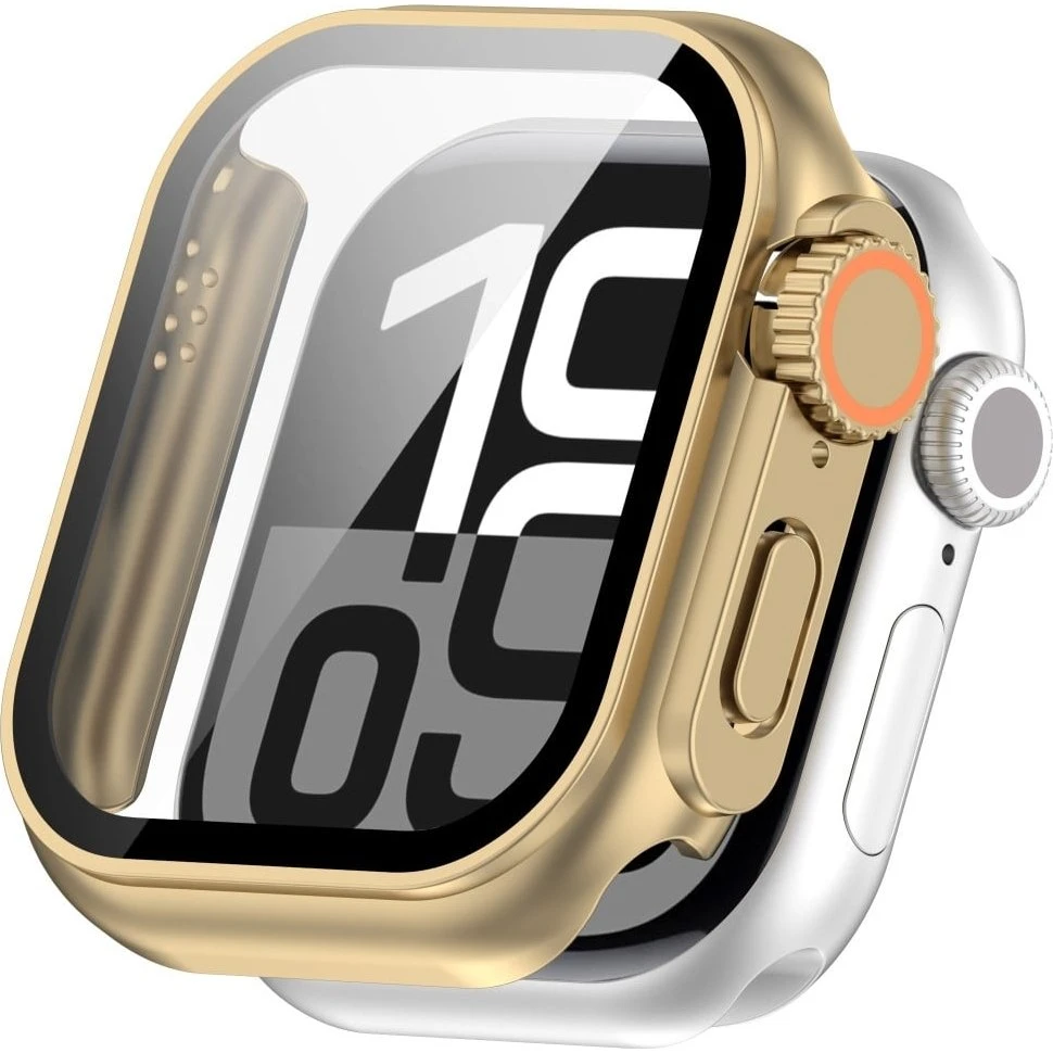 Apple Watch Series 10 42mm Beskyttelsesetui med Hærdet Glas - Champagne