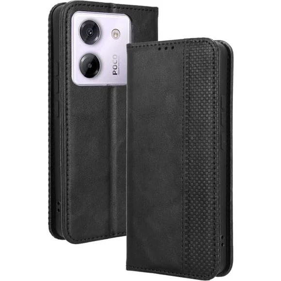 Bofink Vintage Læderetui til Xiaomi Poco M7 Pro 5G - Sort