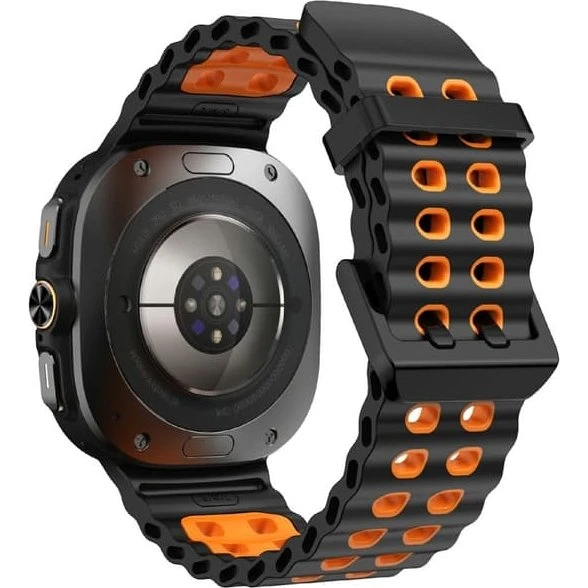 KALEBOL Silikone Rem til Samsung Galaxy Watch Ultra 47mm - Sort/Orange