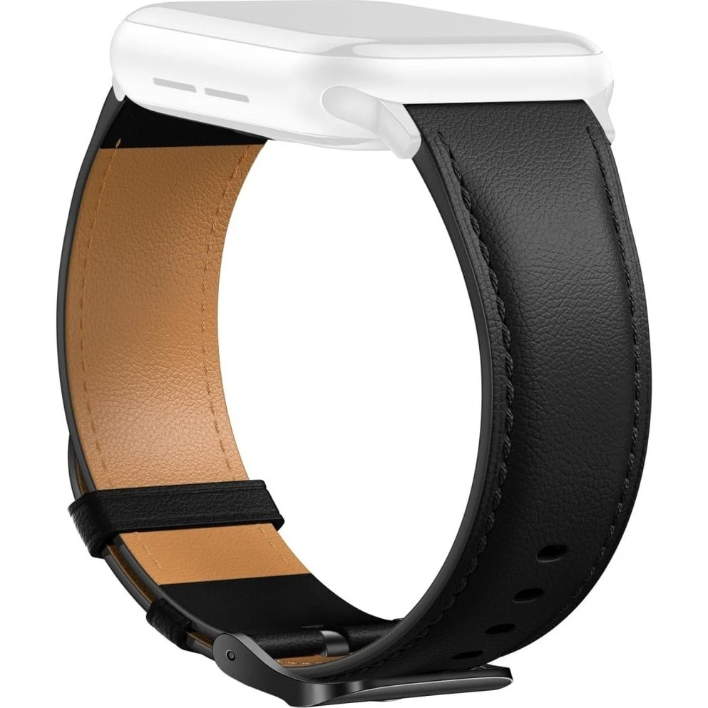 Apple Watch Læderarmbånd Series 10 46mm - Sort/Sort