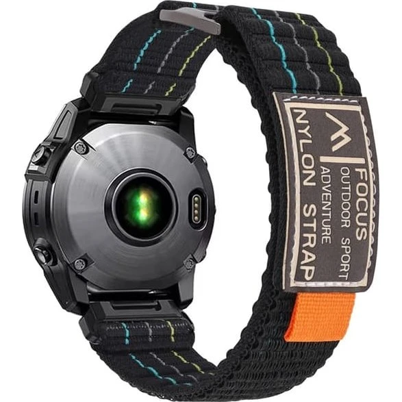 Garmin Magic Tape Nylon Rem 22mm til Fenix 8 & Quatix 7 - Sort