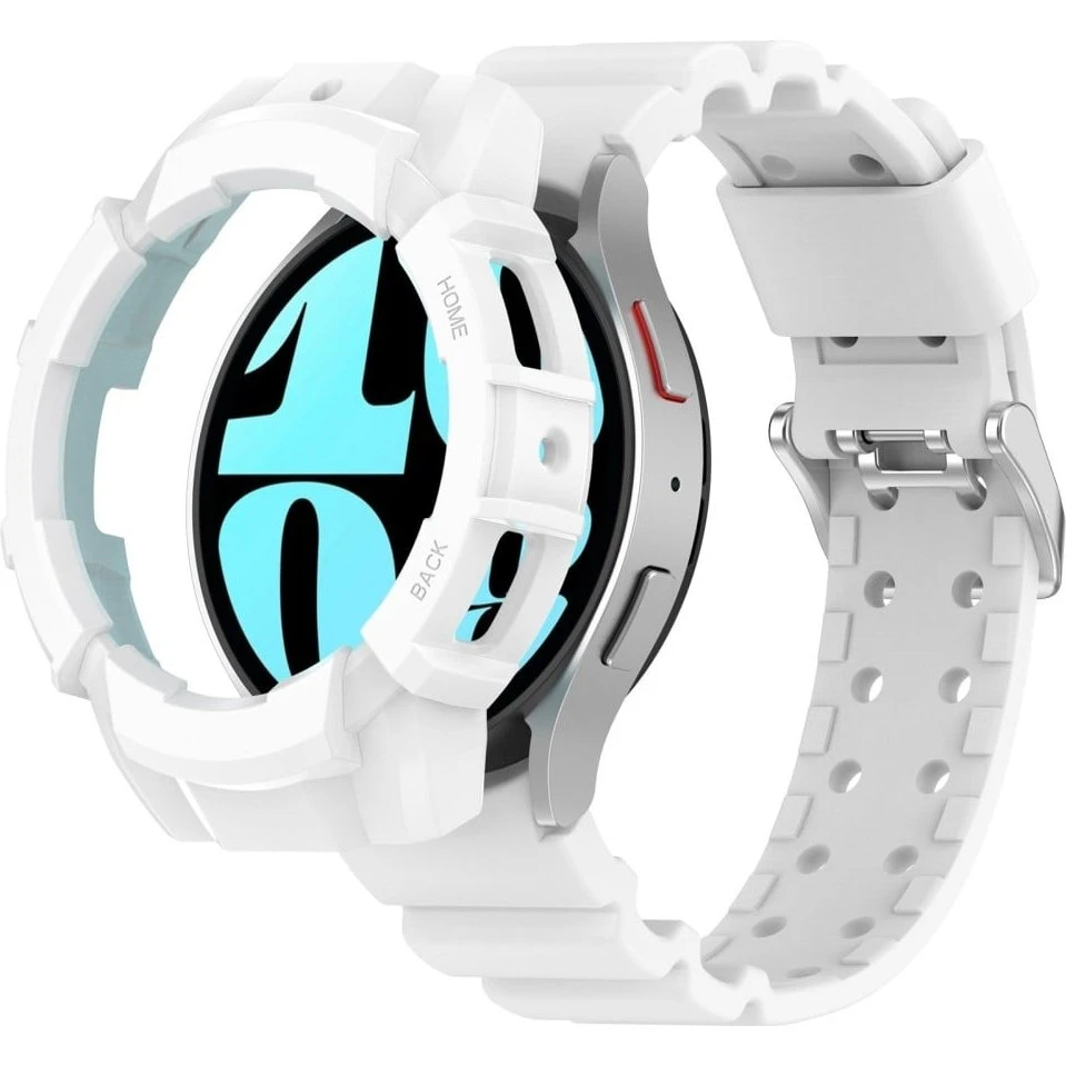 Samsung Galaxy Watch7 40mm Silikone Rem & Beskyttelsessæt - Hvid