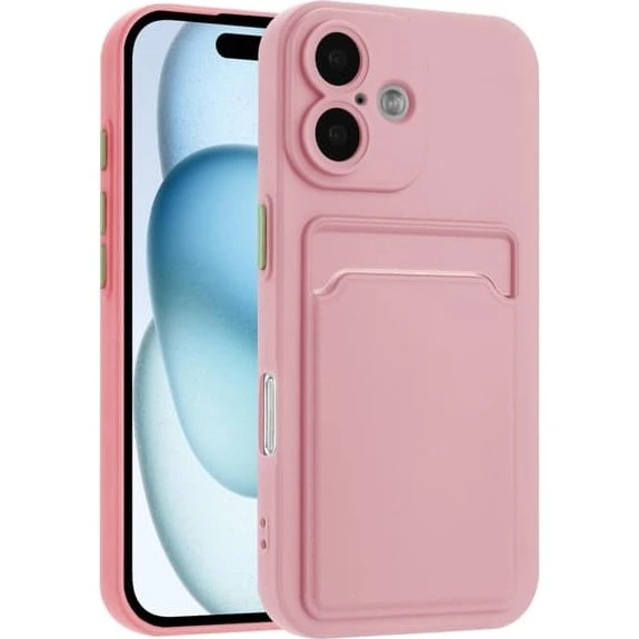 Intenso Kortholder cover til iPhone 16 Plus - Lyserød