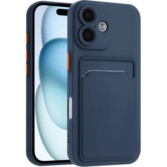 Kortholder cover til iPhone 16 - Marine Blå