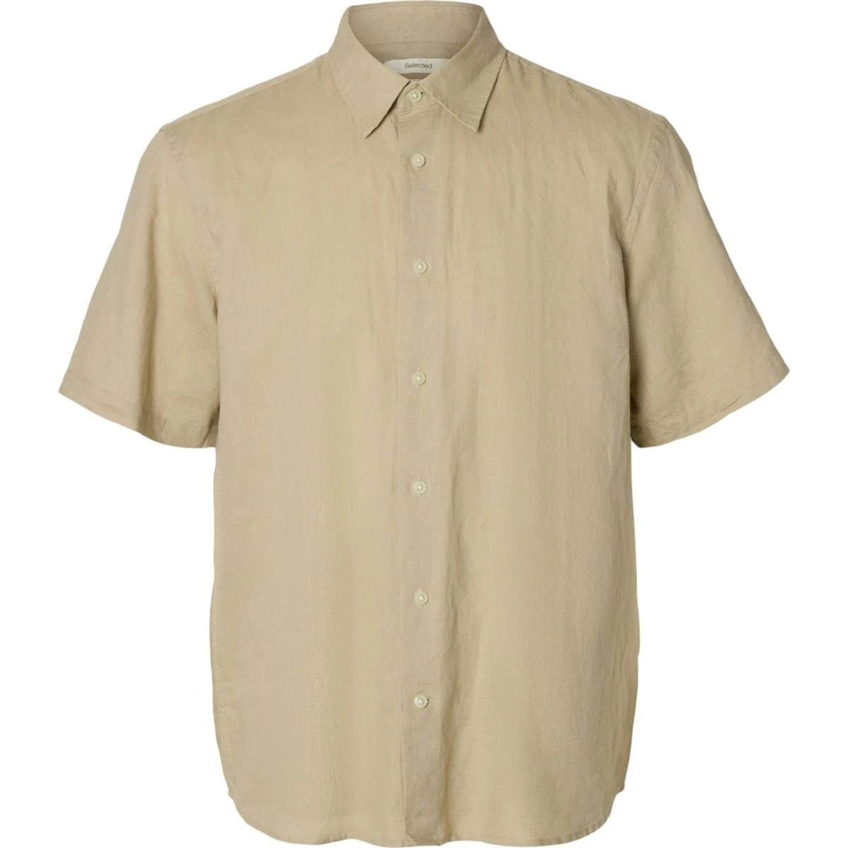 SELECTED Skjorte SLHCLAY i mørkebeige linned