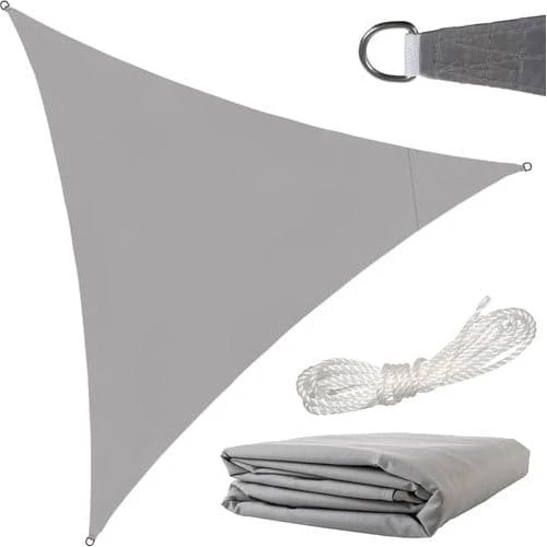 Solsejl trekant 3x3x3 m grå polyester 120 g/m² inkl. 4 snore