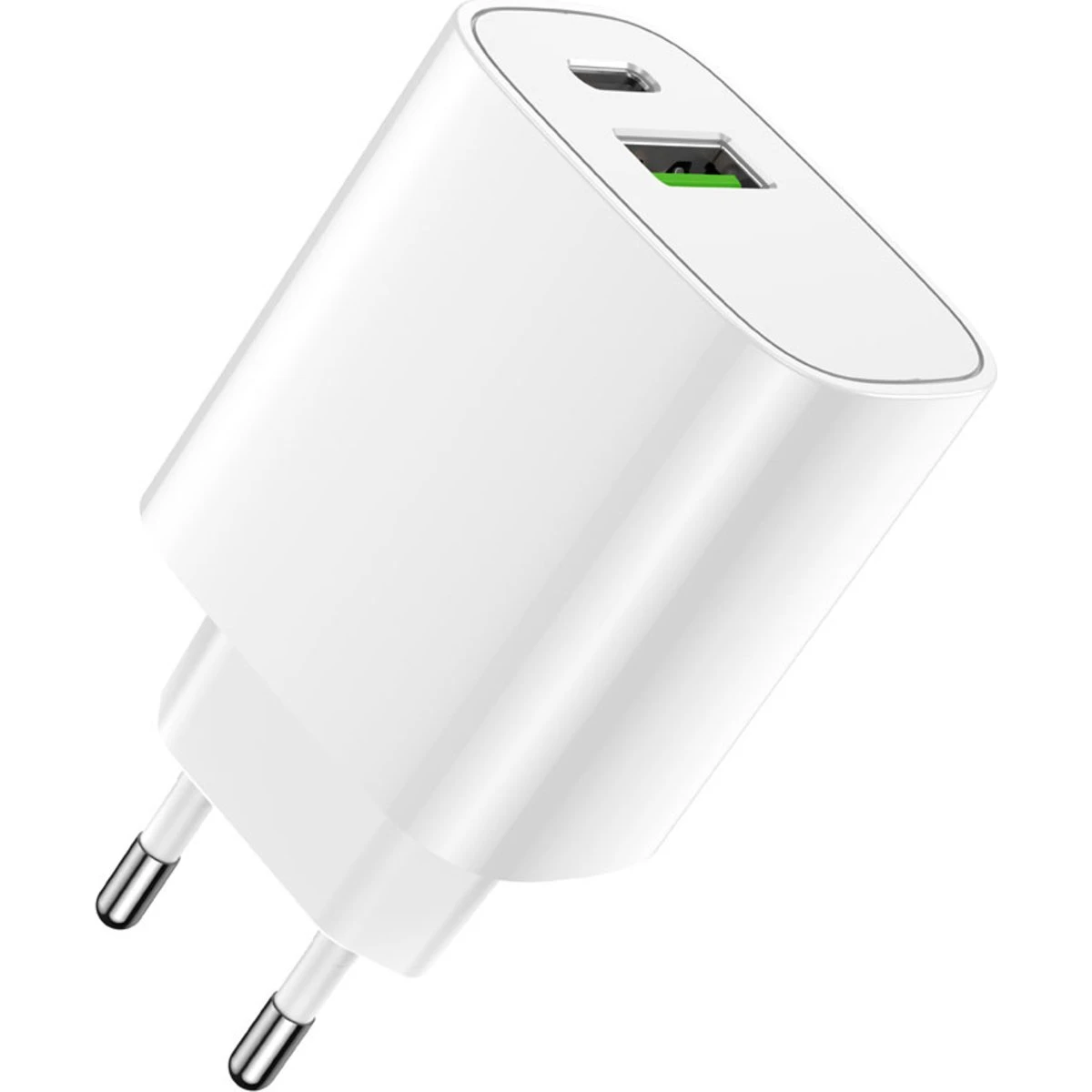 Forever 20W USB-C PD & USB-A QC Vægoplader, Hvid