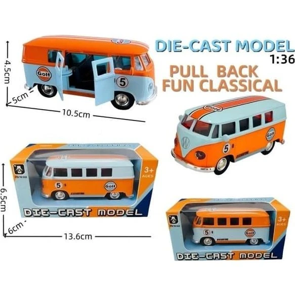 VW Bus T1 Gulf Metalbus med drev - Skala 1:36