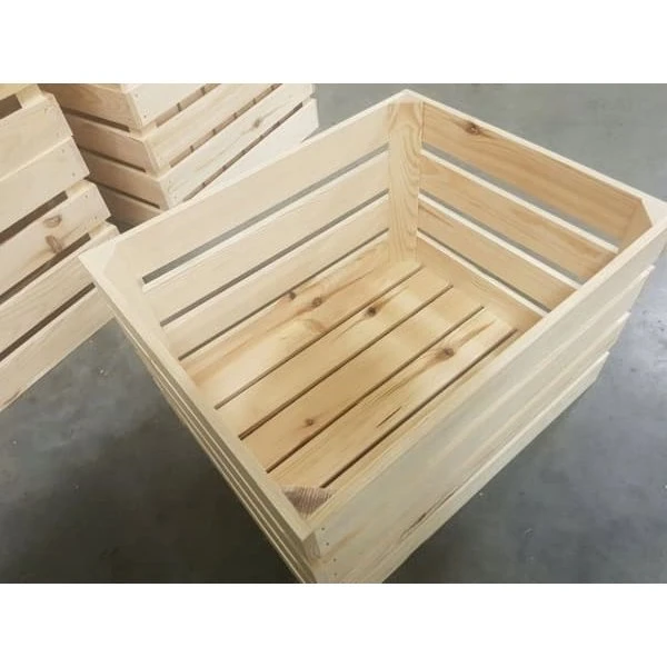 Trækasse 50x40x30 i natur - Høvlet fyrretræ