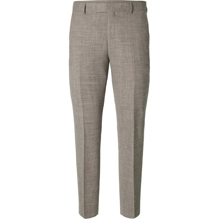 Selected Oasis Slim Fit Habitbukser i Hør-mix - Mudderfarvet
