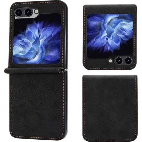 DF-05 Samsung Galaxy Z Flip6 5G Etui i Vegansk Læder - Sort