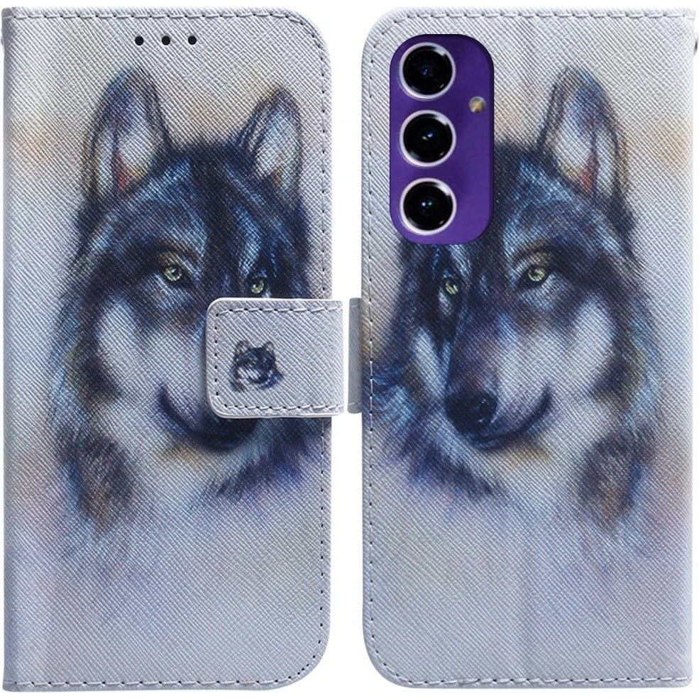Stander Samsung Galaxy S24 FE Wallet Etui - Ulv Mønster