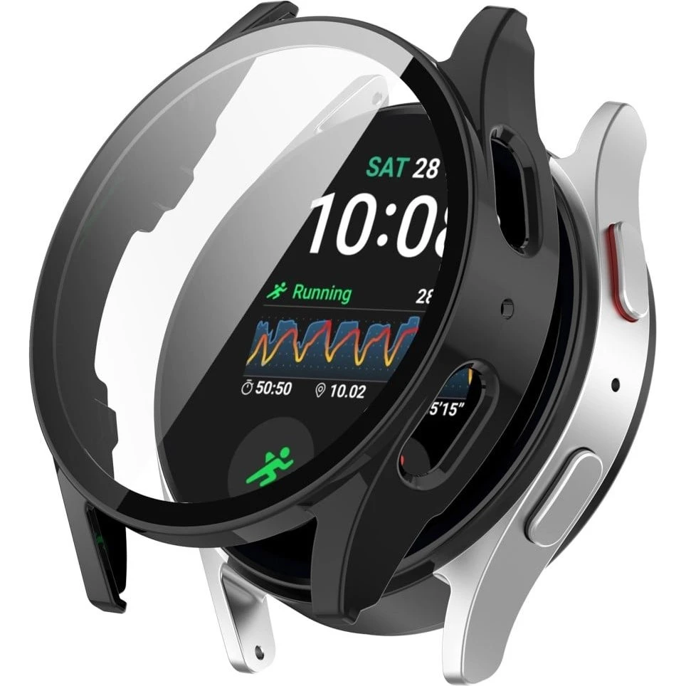 Samsung Galaxy Watch7 40mm Beskyttelsescover med Hærdet Glas - Sort