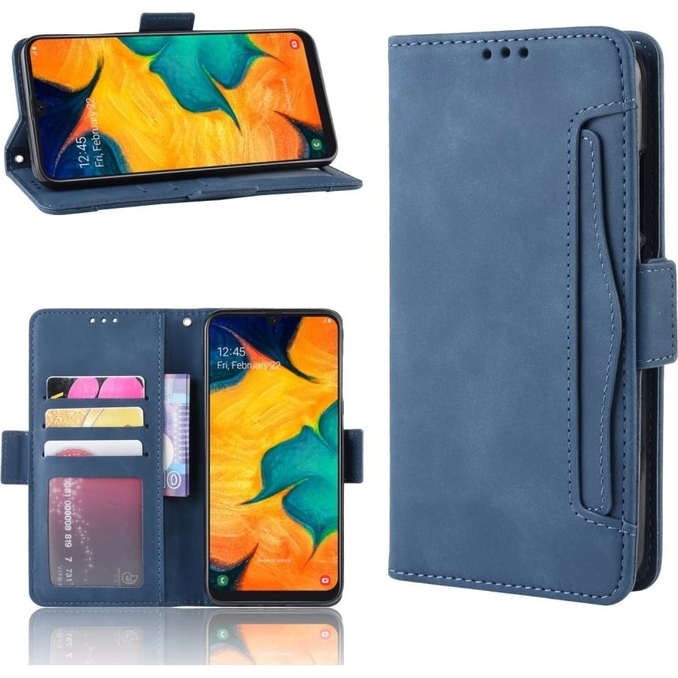 Samsung Galaxy A40 Læderetui med Pung - Blå
