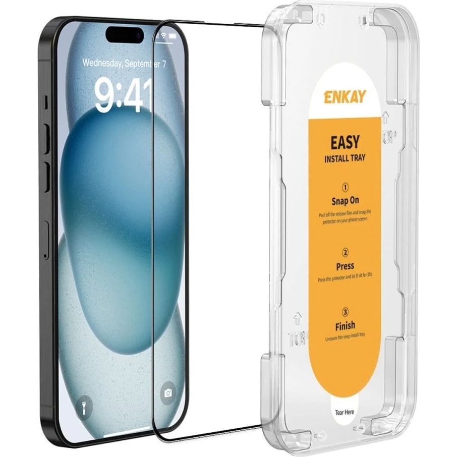iPhone 15 Plus Skærmbeskytter - Slagresistent 9H Glas