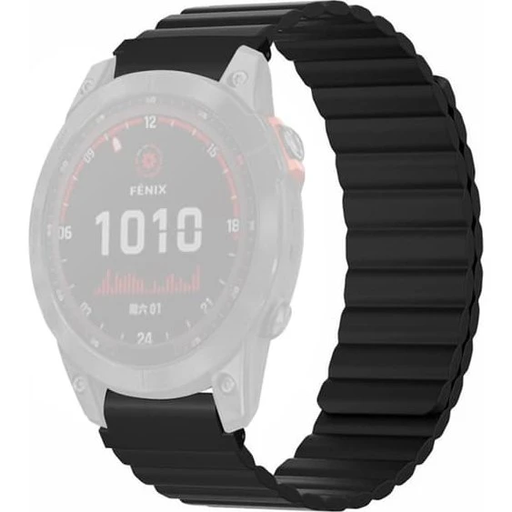 Garmin Fenix 7S/6S/5S Magnetisk Silikone Rem - Sort 20mm