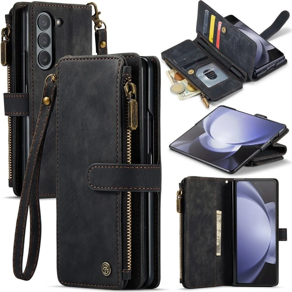 CaseMe Samsung Galaxy Z Fold5 Pungetui med lynlås - Sort