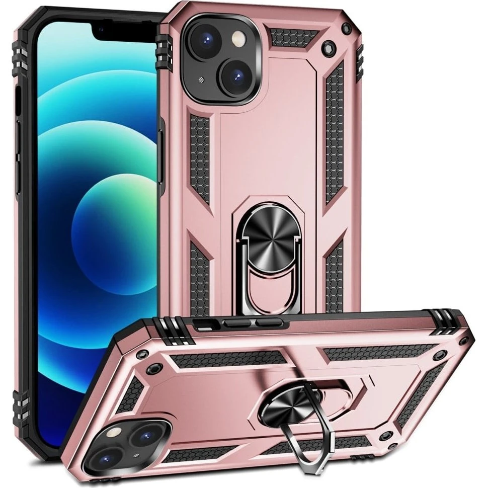 Bofink Combat iPhone 15 Cover med Kickstand og Magnet – Lyserød
