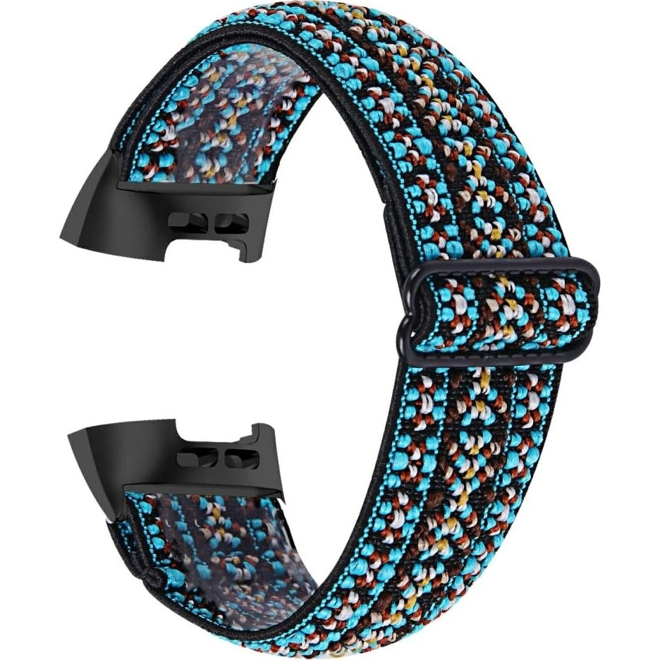 Fitbit Charge 4/3/3 SE elastisk nylonrem - Grøn Stribe