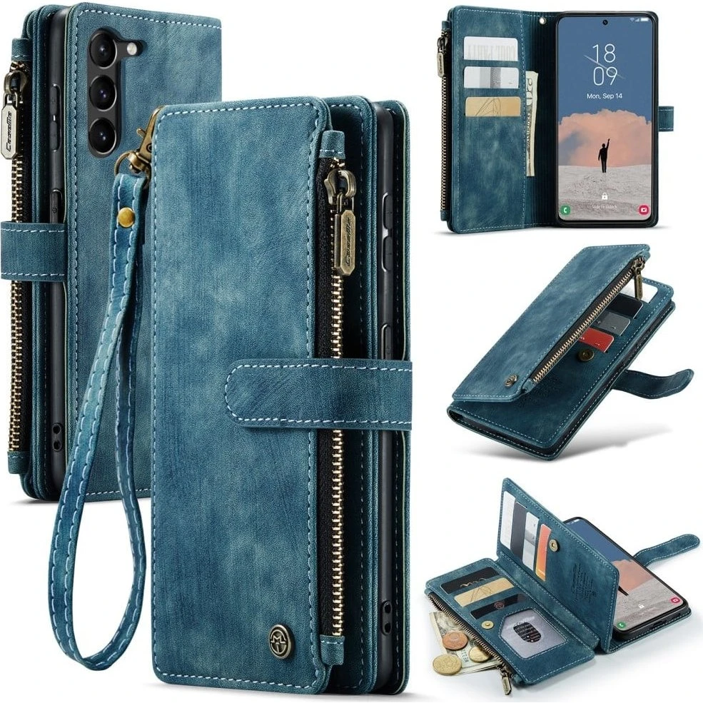 CaseMe Samsung Galaxy S23 Etui med Pung og Lynlås - Blå