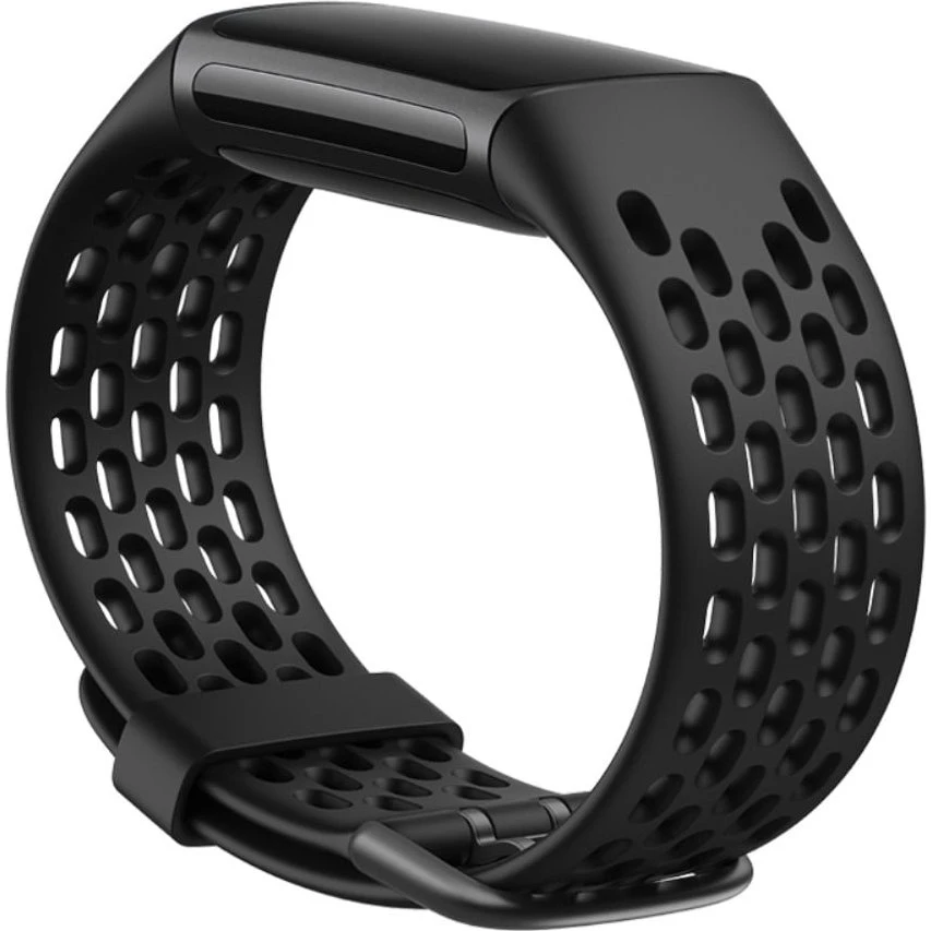 Fitbit Charge 5 urrem i silikone med huller - Sort