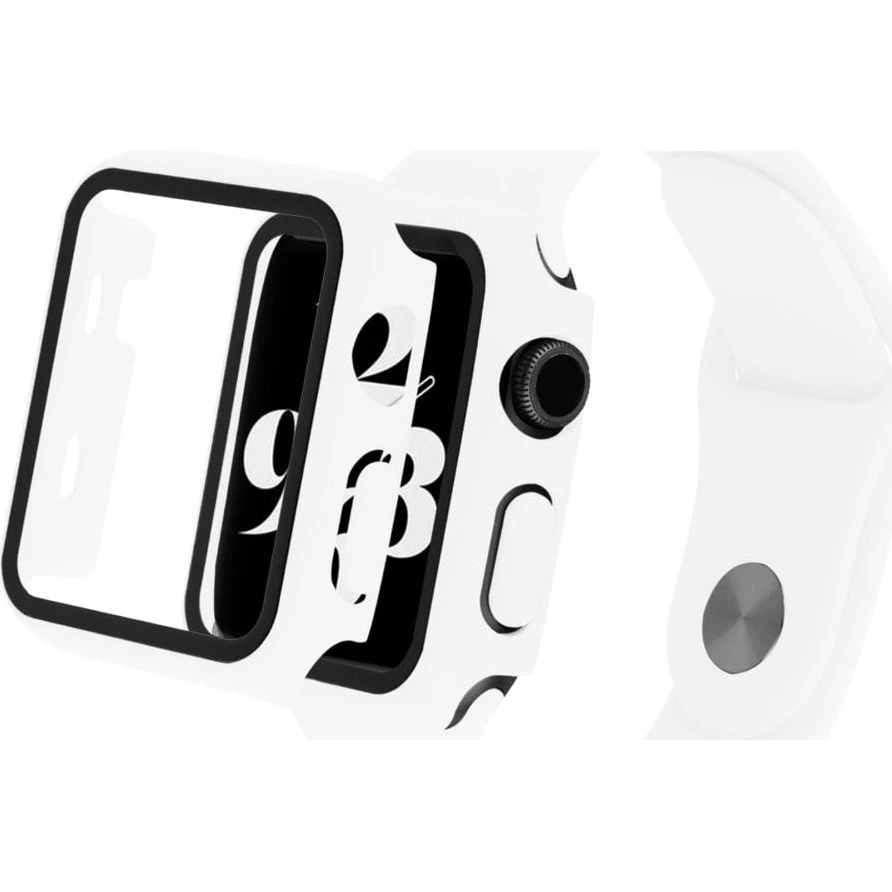 Apple Watch SE 2022 (40 mm) - Silikonerem & Cover med Glas - Hvid