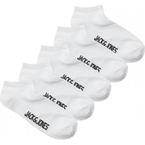 Jack & Jones Junior 5-pak hvide ankelsokker (størrelse 38-43)