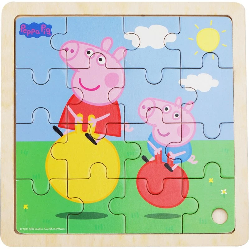 Gurli Gris Træpuslespil - På Hoppebold (16 brikker)