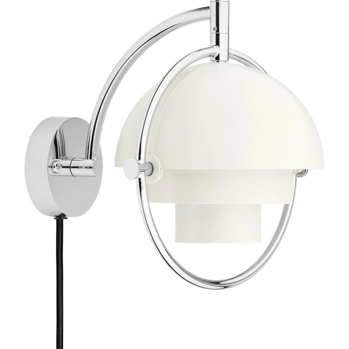 GUBI Multi-Lite væglampe i krom og hvid metal