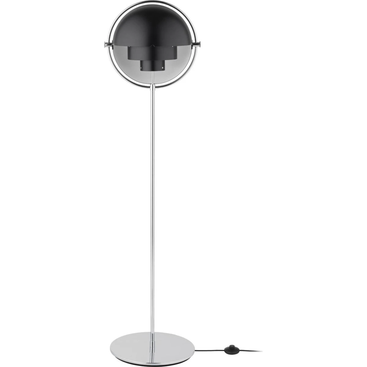 Gubi Multi-Lite gulvlampe i krom/sort, 148 cm