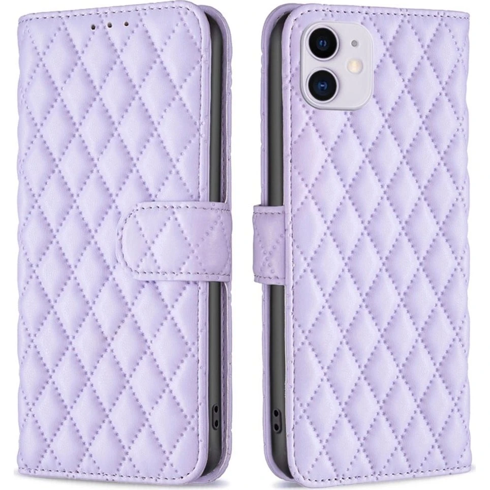 Rhombus Mat iPhone 11 Flip Etui - Lilla