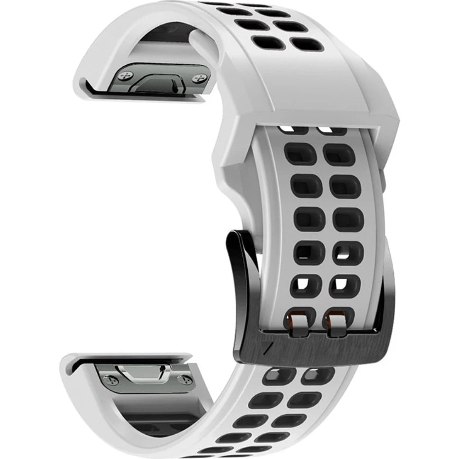 Garmin Fenix 7/6/5 Silikone Urrem - Hvid/Sort