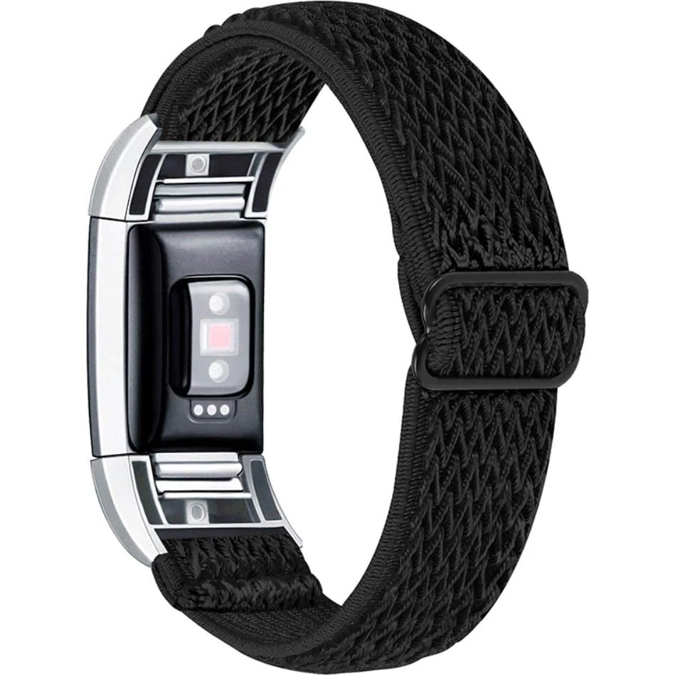 Fitbit Charge 2 elastisk nylonarmbånd - Sort