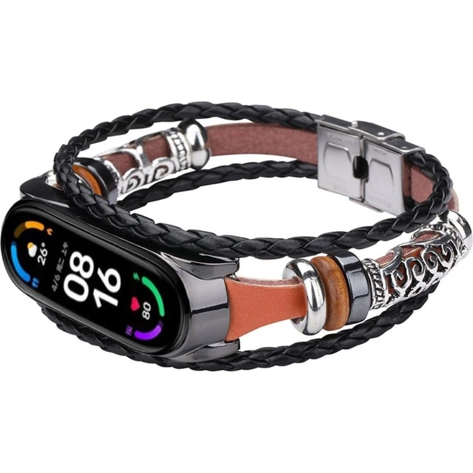 Xiaomi Mi Smart Band 5/6 Urrem i Retrostil - Brun/Sort