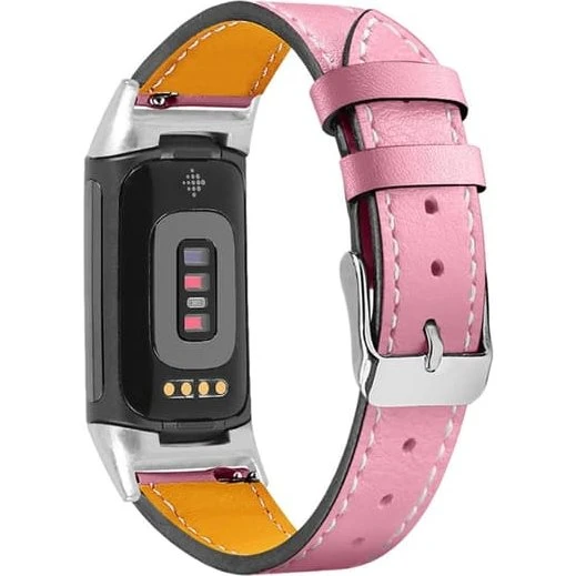 Fitbit Charge 5 Urrem i ægte læder - Lyserød