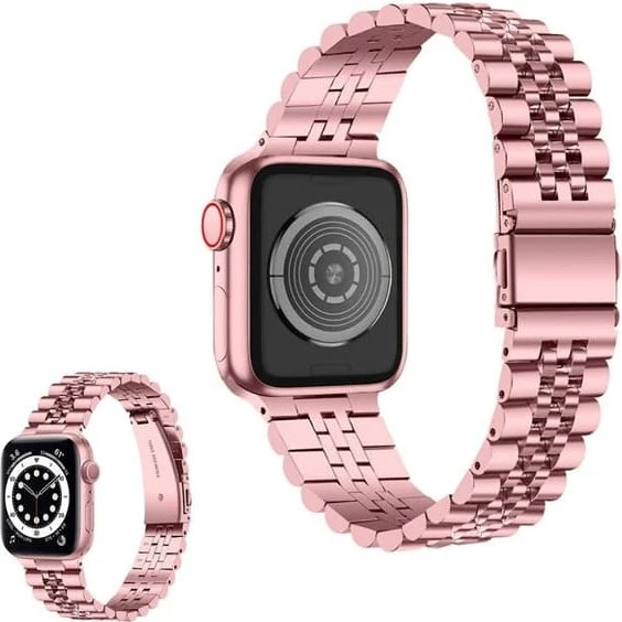 Apple Watch 40 mm urrem i rustfrit stål - Lyserød Rose