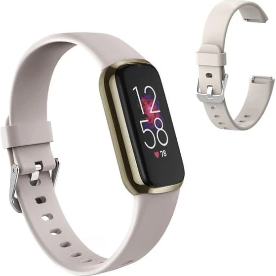 Fitbit Luxe urrem i silikone - Beige, Størrelse S