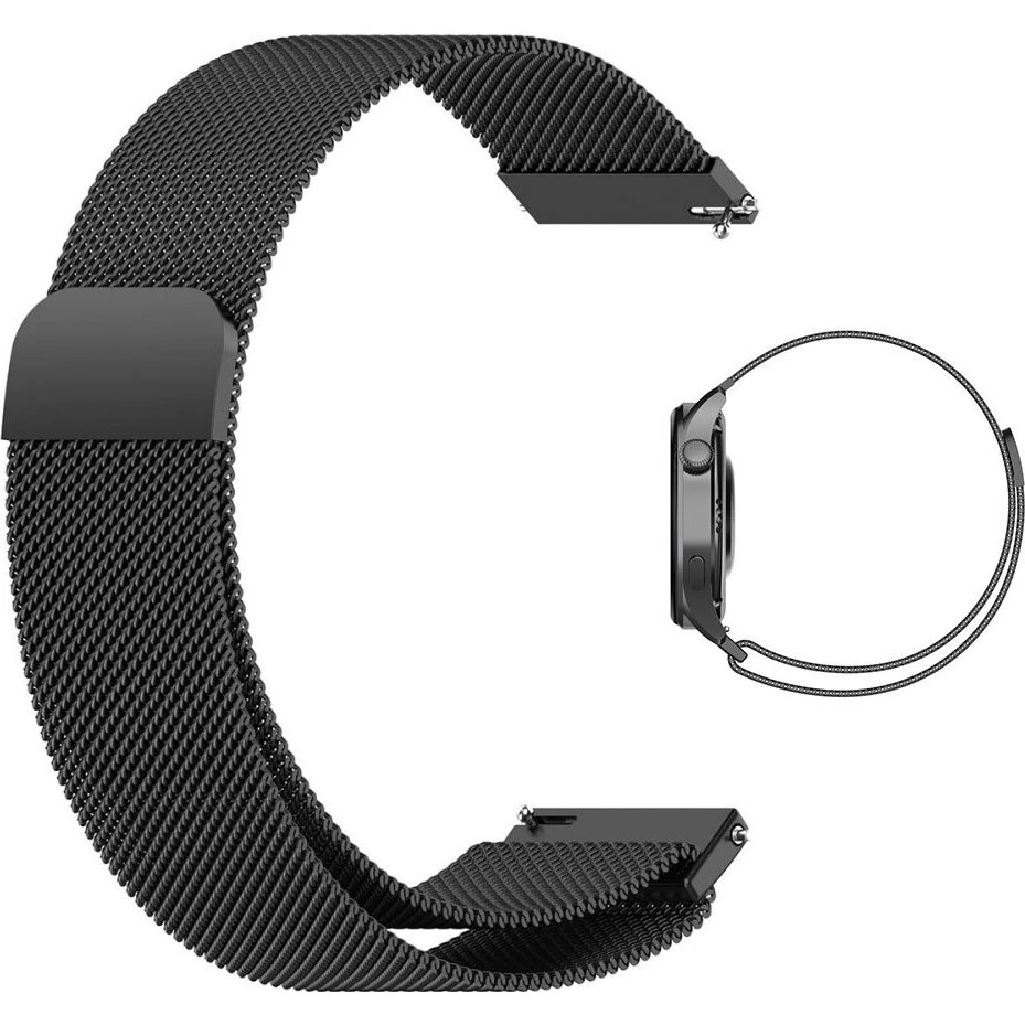 22 mm Milanese Mesh urrem i rustfrit stål - Sort