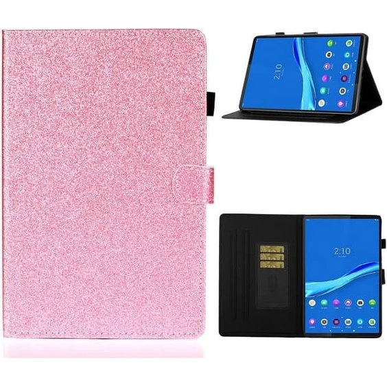 Lenovo Tab M10 / M10 Plus Læderetui med Flash Pulver - Lyserød