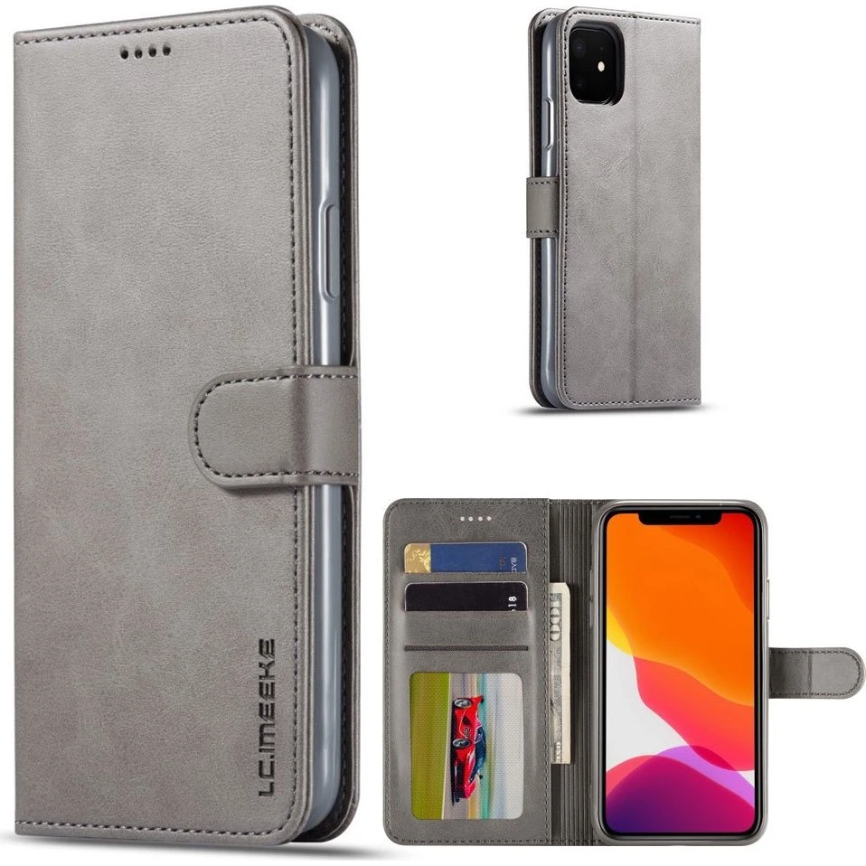 LC.IMEEKE iPhone 11 Flip Etui - Sølv/Grå